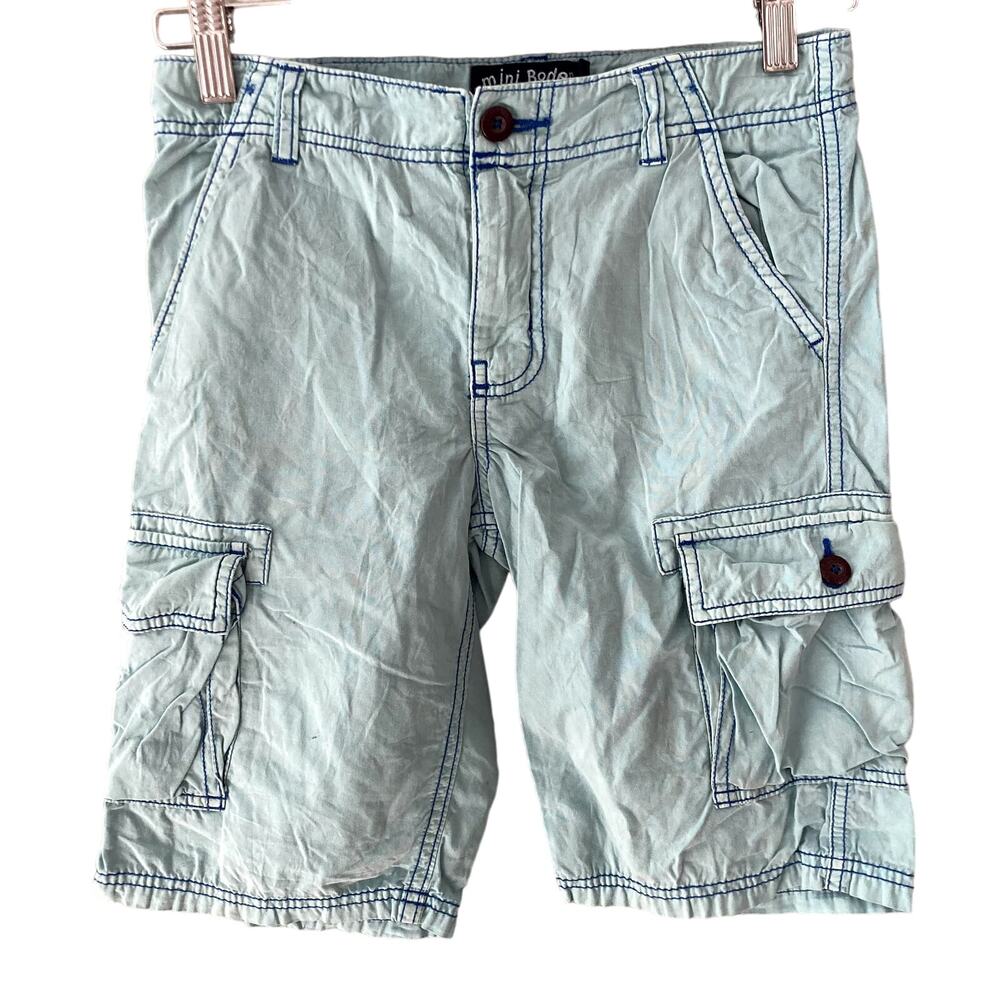 Mini Boden Lightweight Solid Cargo Shorts - Light Aqua Blue - 10Y
